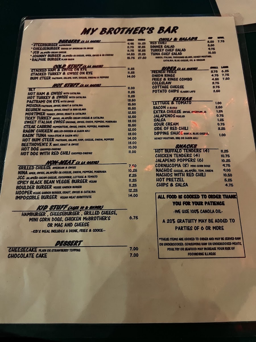 My Brother's Bar Menu - Image 4