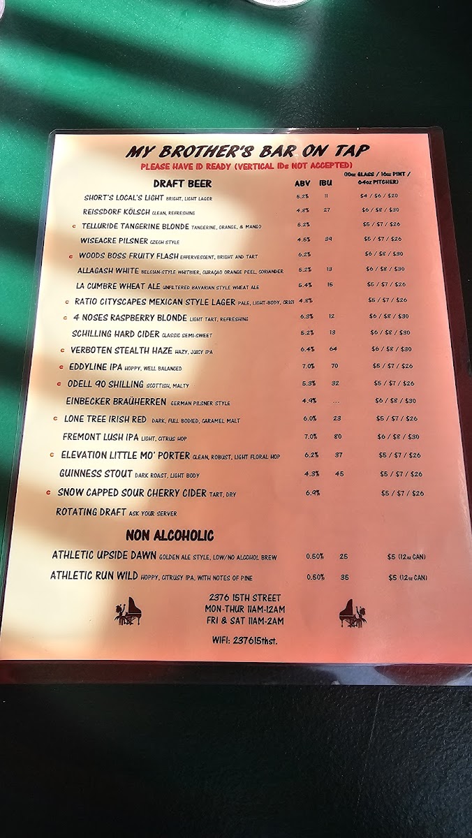 My Brother's Bar Menu - Image 5