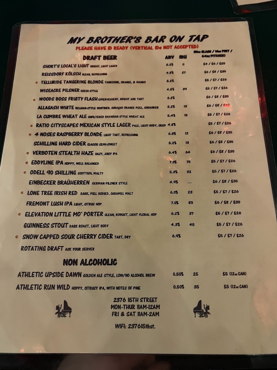 My Brother's Bar Menu - Image 6